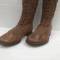 KM Paire de bottes Tropicales Toile et cuir marron 