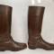 LW Paire de bottes officier cuir marron chocolat 