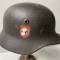 Police casque Mdle 1940 Double insignes et jugulaire 