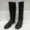 WH Paire de bottes officier cuir noir 