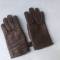 WH Paire de gants officier fourrés mouton cuir marron 